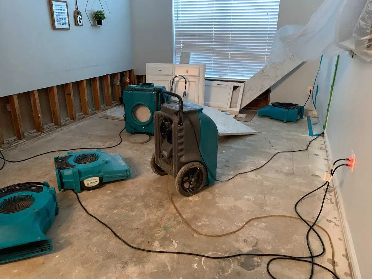 Dehumidifier in flood-cut room for Water Damage Restoration in Altoona